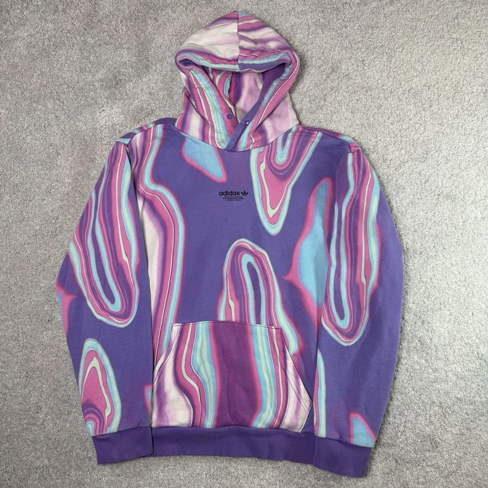 adidas Originals Hyperreal Allover Print Hoodie Mens Medium Purple Psychedelic